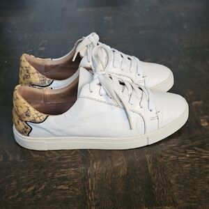 Frye White Sneakers with Tan Snake Print